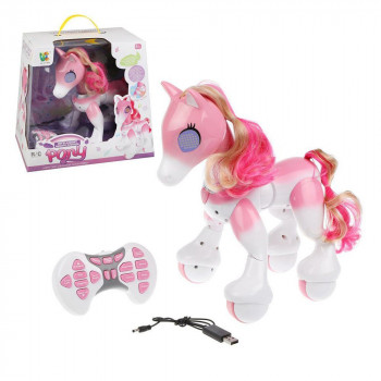 Лошадка интерактивная розовая Пони на РУ (свет, звук, движение) Kai Lun Toys 807