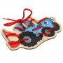 Деревянная игрушка-шнуровка Синий трактор Буратино STR04