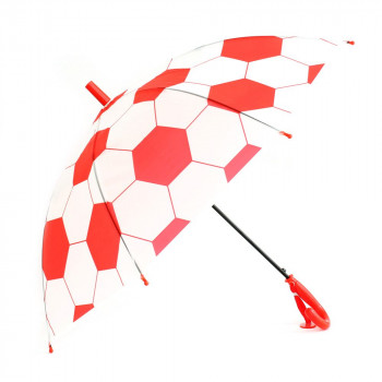 Зонт-трость Футбольный мяч красный полуавтомат (полиэтилен) 69988-1