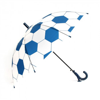 Зонт-трость Футбольный мяч синий полуавтомат (полиэтилен) 69988-3