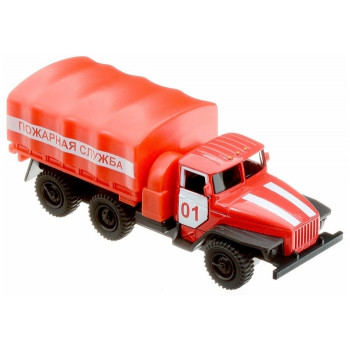 Машина Урал 5557 Пожарная служба 12 см красная металл инерция Технопарк SB-15-35-T11-WB