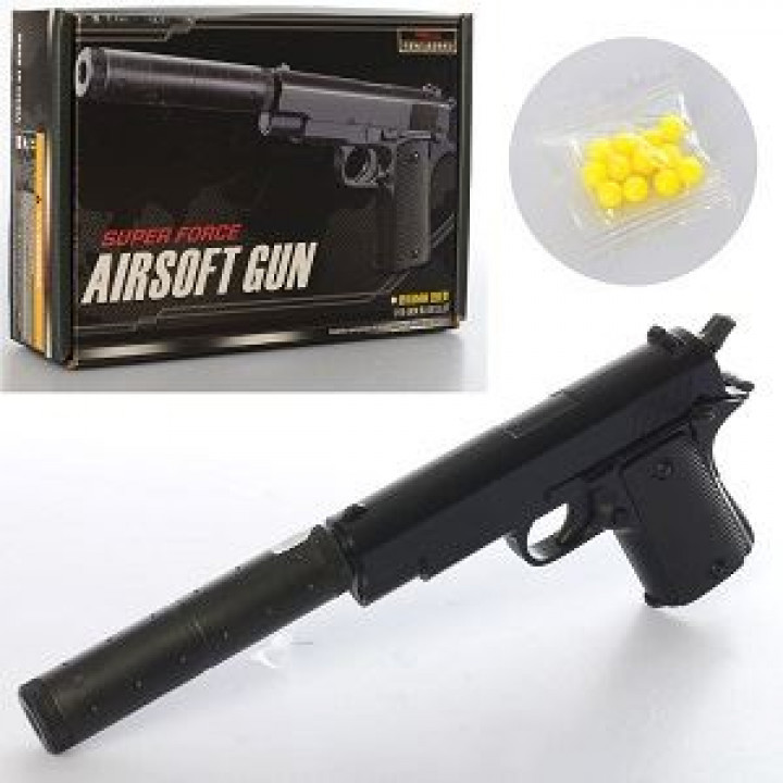 Пистолет металлический с глушителем Airsoft Gun  V2+